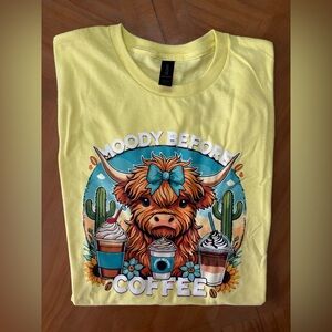 Christmas 🎅🏻 NzeW Yellow T-Shirt with Cute Highland Cow Print